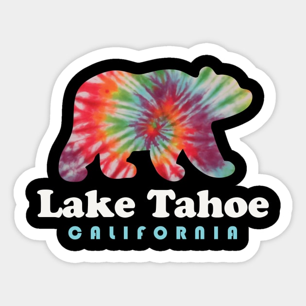 Lake Tahoe California Bear Tie Dye Hippie CA Sticker by PodDesignShop